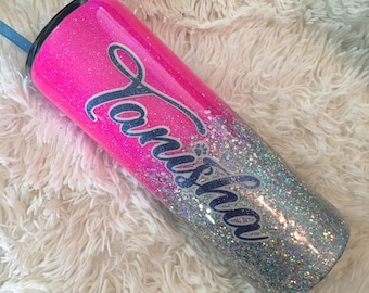 Glitter stainless chunky ombre' tumbler personalized tumbler