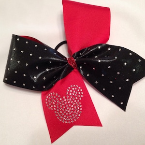Rhinestone Mickey Mouse cheer bow 3&quot; ribbon disney bow green red blue gold black purple pink etc