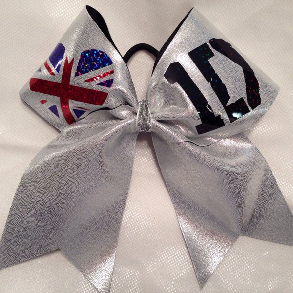 3" british 1D glitter or holographic bow personalize