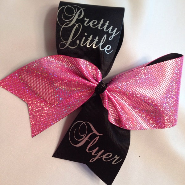 Pretty little flyer cheer bow  green red blue gold black purple pink etc choice of fabric