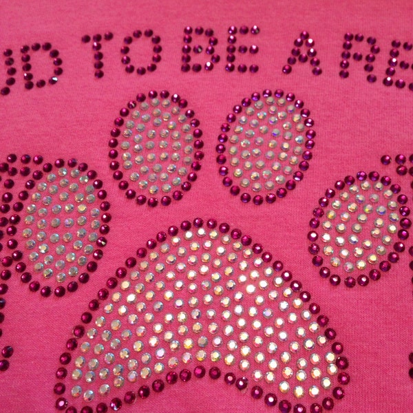 Rhinestone Paw print shirt Proud to be a Rescue mom choose color