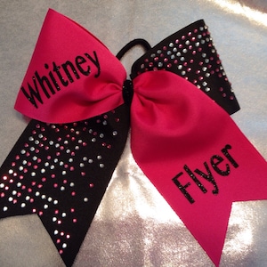 Flyer cheer bow rhinestone bling choose Colors green red blue gold black purple pink etc