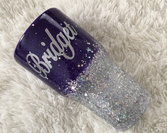 Vaso personalizado con nombre y purpurina gruesa