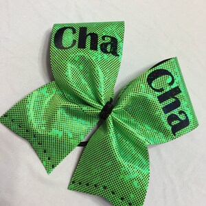 Rhinestone Name cheer bow choose colors green red blue gold black purple pink etc
