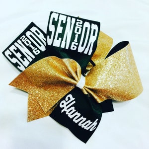 Senior Glitter cheer bow personalized ANY YEAR green red blue gold black purple pink etc