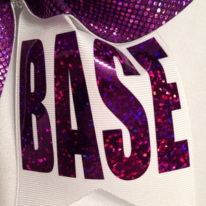 All star style pink, purple, lime green, orange base holographic cheer bow fabric choose green red blue gold black purple pink etc color image 5