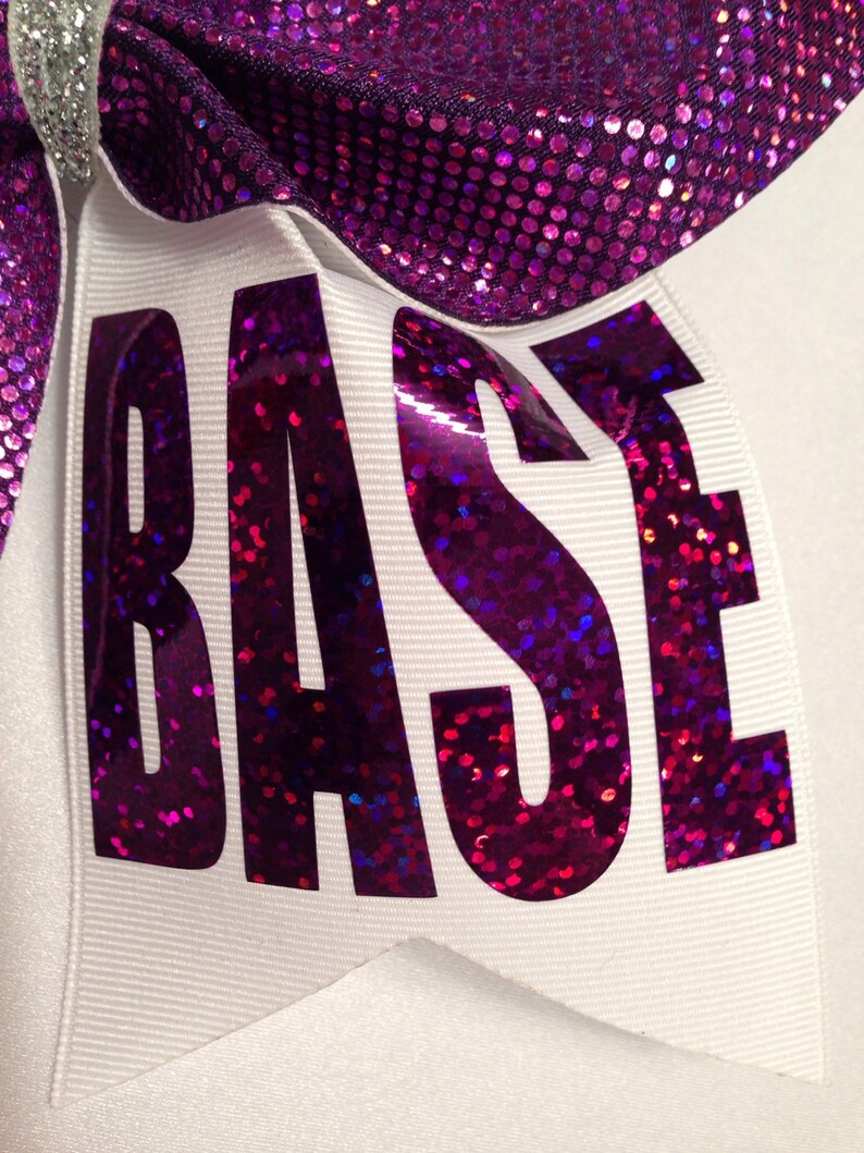 All star style pink, purple, lime green, orange base holographic cheer bow fabric choose green red blue gold black purple pink etc color image 5