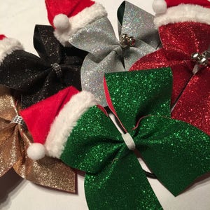 Glitter Fabric Bow with Removable Santa Hat