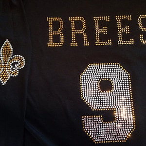 Rhinestone jersey Football/hockey style shirt mega bling fleur de lis rhinestone shirt