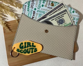 Girl Scout Inspired Cash Bank Bag & Key Fob Set