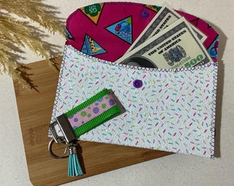 Handmade Cash Bank Bag & Key Fob - Candy Sprinkle Design