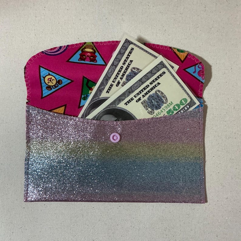 Rainbow Glitter Cash Bag & Key Fob - Girl Scout Inspired Gift Bundle image 4