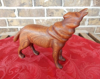 Howling Wolf hand carved from Indiana Black Walnut wood