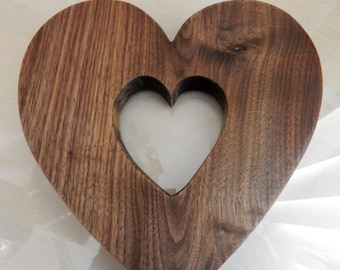 Hand Carved Heart Sculpture from Indiana Black Walnut