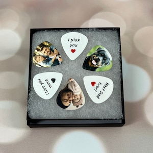 5 Photo Guitar Picks for Dad, Musician Gifts for Him, Pet Photo Picks, Personalized Father's Day Gift, Custom Photo Keepsake, Christmas Gift