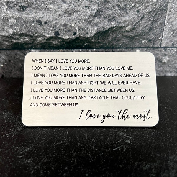 "Love You Always" Engraved Metal Wallet Card - Stainless Steel Credit Card Size Insert, Sentimental Gift - View #6