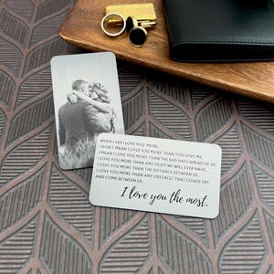 Love You Most Wallet Insert for Him, Personalized Gift for Boyfriend, Custom Photo Gift for Husband, Metal Deployment Wallet Card, Handmade