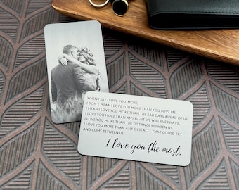 Personalized Love You Most Metal Wallet Insert Card: Custom Photo Gift for Him