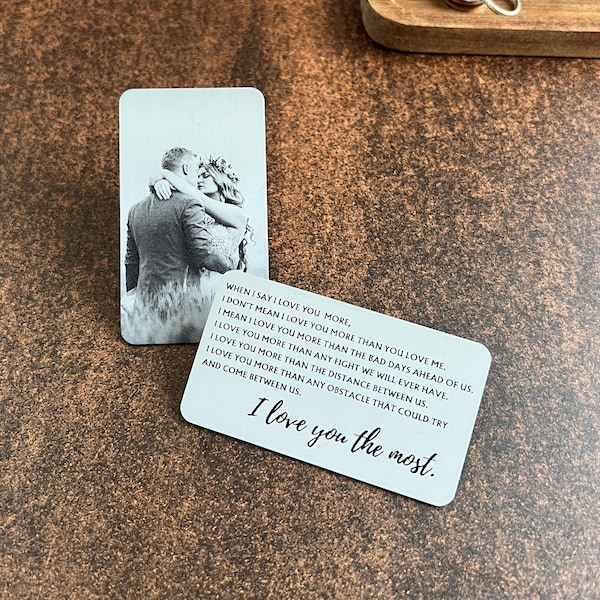 Engraved Love Quote Metal Wallet Insert: Personalized Anniversary Card