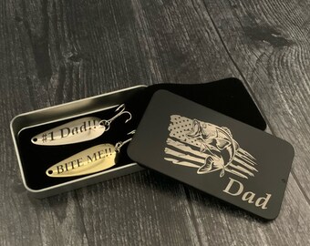 Father's Day Fishing Gift Set Custom Fish Lure Handmade Outdoorsman Sportsman Gift From Kids Daughter Wife Personalized Graduation Wedding