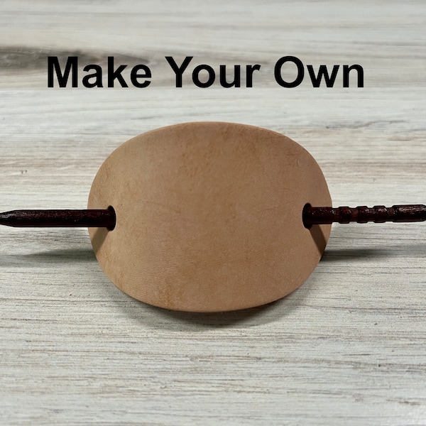 Oval Leather Barrette Cut Out Blanks with Wood Stick, Leather Blanks, Craft Supply, Barrette blanks, Leather Supplies, Craft Project