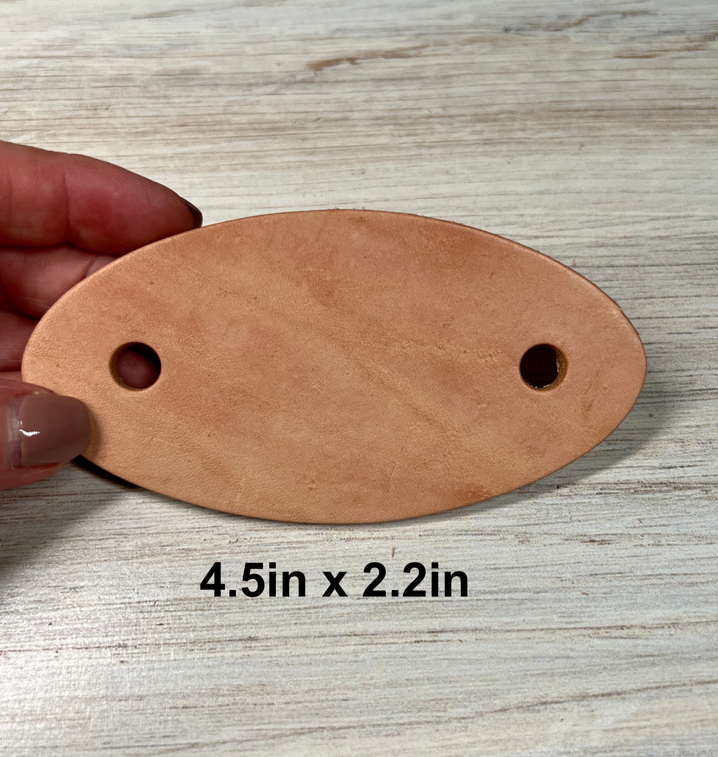 Oval Leather Barrette Cut Out Blanks With Wood Stick, Leather