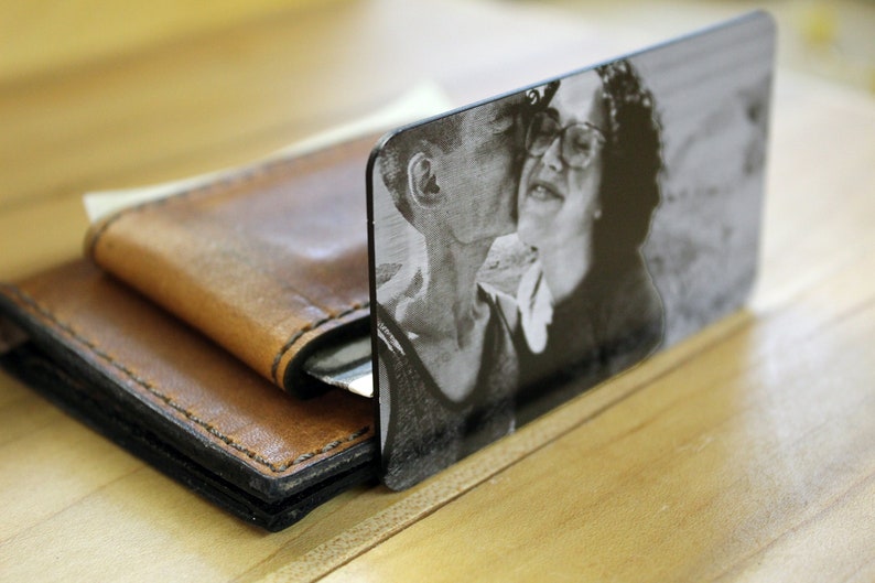 Engraved Photo Metal Wallet Insert Laser Engraved Wallet Card Etsy