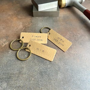 Bronze Anniversary Keychain, 8 Year Anniversary Gift for Husband, Personalized Key Ring, Custom Gift for Him, Present for Boyfriend