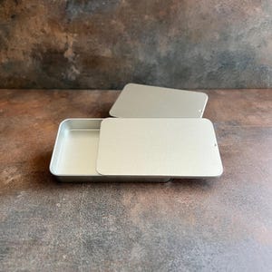 Silver Tin Containers, Slide Top Metal Box, Craft Supply, Wedding and Party Favor Box, Storage Box with Lid, Needles Pins Button Storage
