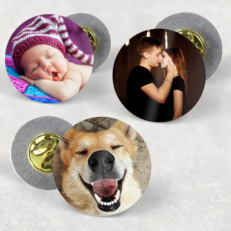 Images Great Gift For Grandma Family, Dad Custom Photo Lapel Pins with Customized Photos