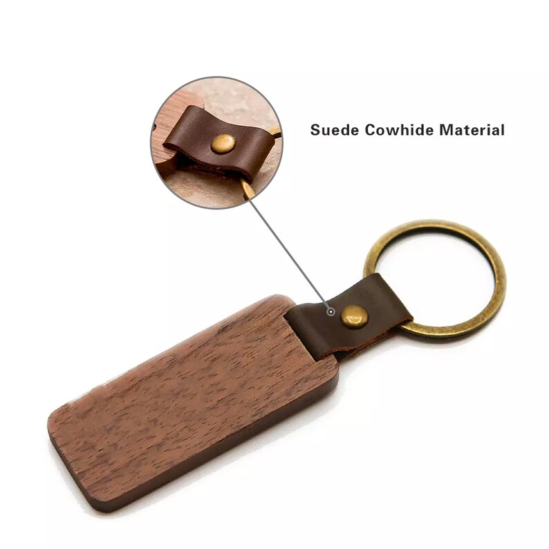 Bulk Custom Logo Engraved Wood Keychains Finished With Ring Etsy