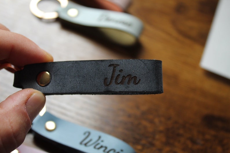 Colorful Leather Key Chain Blanks Finished With Ring Red Etsy