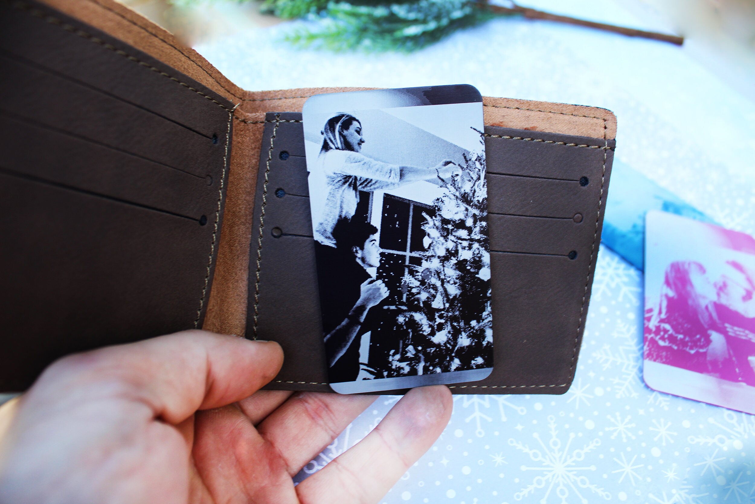 Engraved Photo Metal Wallet Insert Laser engraved wallet card Etsy