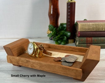 5 Year Anniversary Gift for Husband, Wood Valet Tray, Gift for Dad, Premium Wood Catchall, Fine Wood Anniversary Gift, Unique Desk Organizer