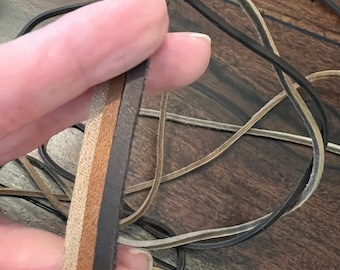 Veg Tan Leather Cord String: 5.5 Feet Each in Three Color Options
