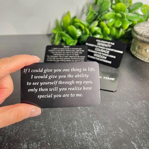 Tarjeta de billetera personalizada con texto grabado para hijo, inserto de billetera personalizado para esposo, regalo de recuerdo para novio, tarjeta de recuperación de AA, despliegue