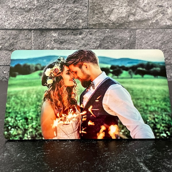 Color Photo Metal Wallet Card for Husband, Photo wallet card for Son, Personalized Gift for Him, Fathers Day Gift for Dad, Deployment Card