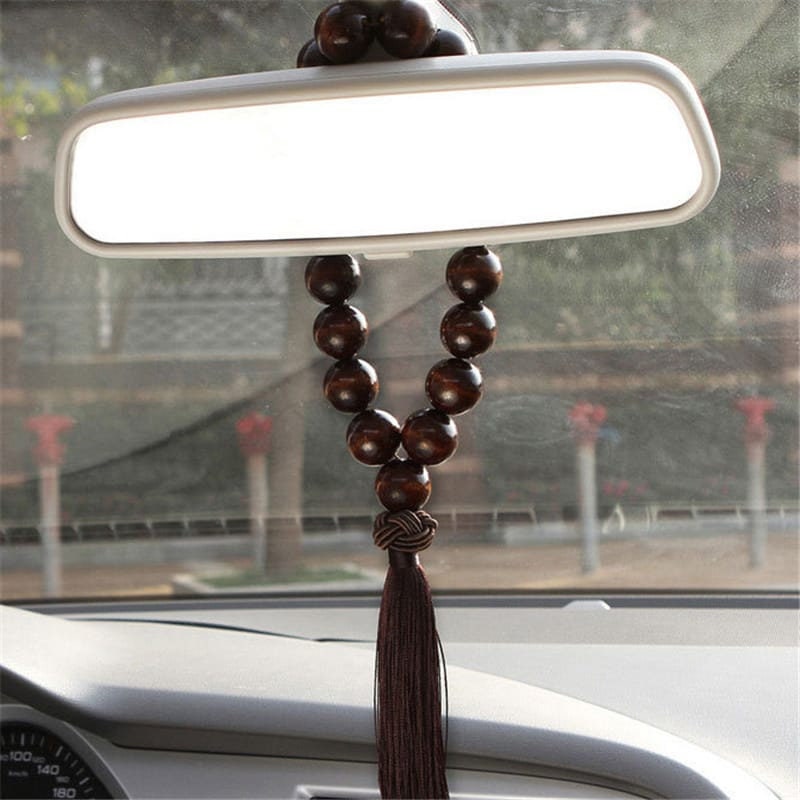 Wood Buddha Beads Rearview Mirror Hanging Pendant Interior Decoration  Ornament Car Accessories From Gear_garage, $17.49