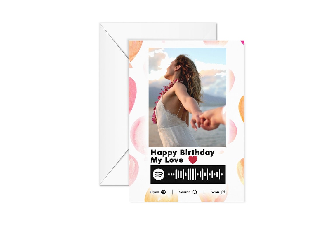 Spotify Scan Code Birthday Card Custom Photo Birthday Card | Etsy