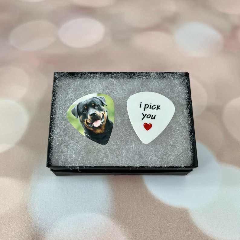 Personalized Photo Guitar Picks for Husband, Musician Photo Gift, Unique Pet Photo Gift for Boyfriend, Anniversary Gift for Him, Guitar Gift image 2