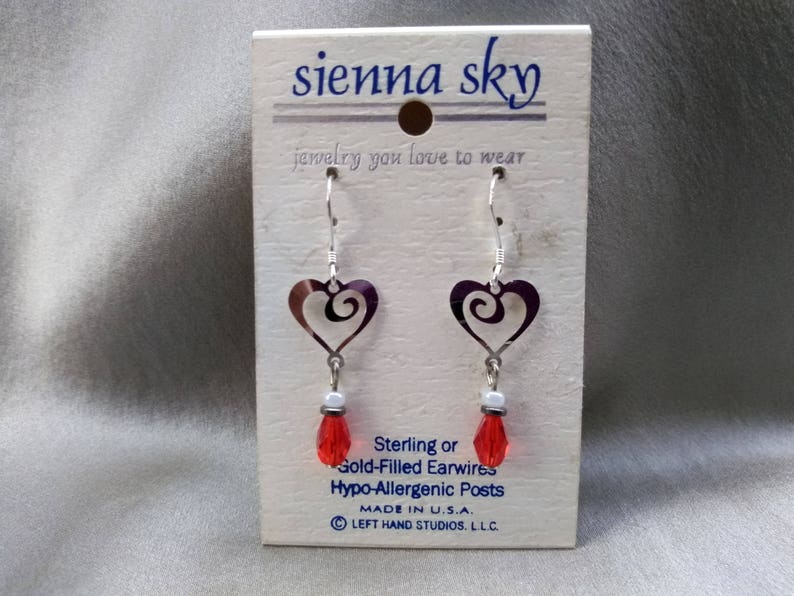 Valentines Day or not; Heart Dangle Pierced Earrings of 925 Sterling Silver Filigree
