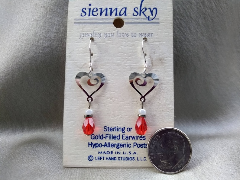 Valentines Day or not; Heart Dangle Pierced Earrings of 925 Sterling Silver Filigree
