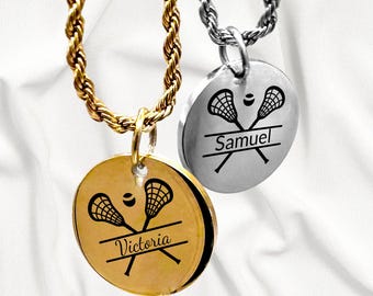 Collar con colgante de lacrosse personalizado – Acero inoxidable, regalo para el equipo