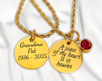Collar conmemorativo personalizado «Un pedazo de mi corazón está en el cielo»
