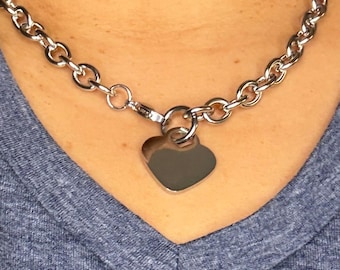 Collar de corazón de acero inoxidable personalizado