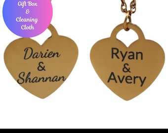 Collar de corazón personalizado: regalo para parejas bañado en oro de 18 quilates