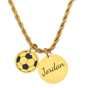 Personalized Soccer Necklace: 18K Gold Plated Charm, Soccer Gift