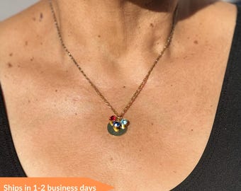 Collar personalizado con piedra de nacimiento de Nana: regalo para nietos bañado en oro de 18 quilates