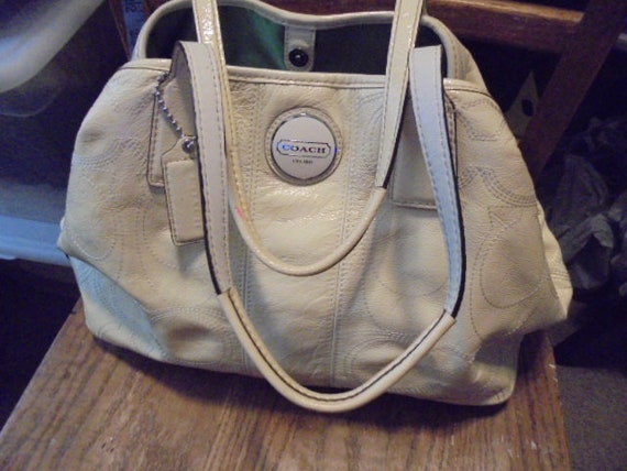 Coach Large Beige Vinyl Shoulder Handbag F16658 Etsy