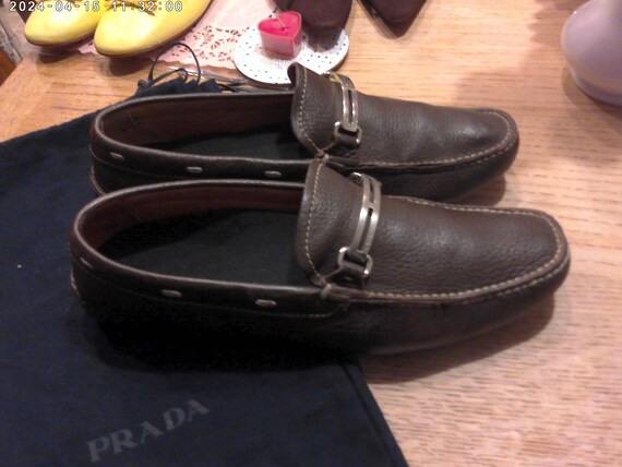 Prada Brown Pebble Leather Men display picture 1